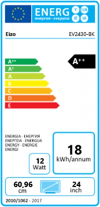 Energy Label Eizo EV2430 (1920 x 1200 pixels, 24")