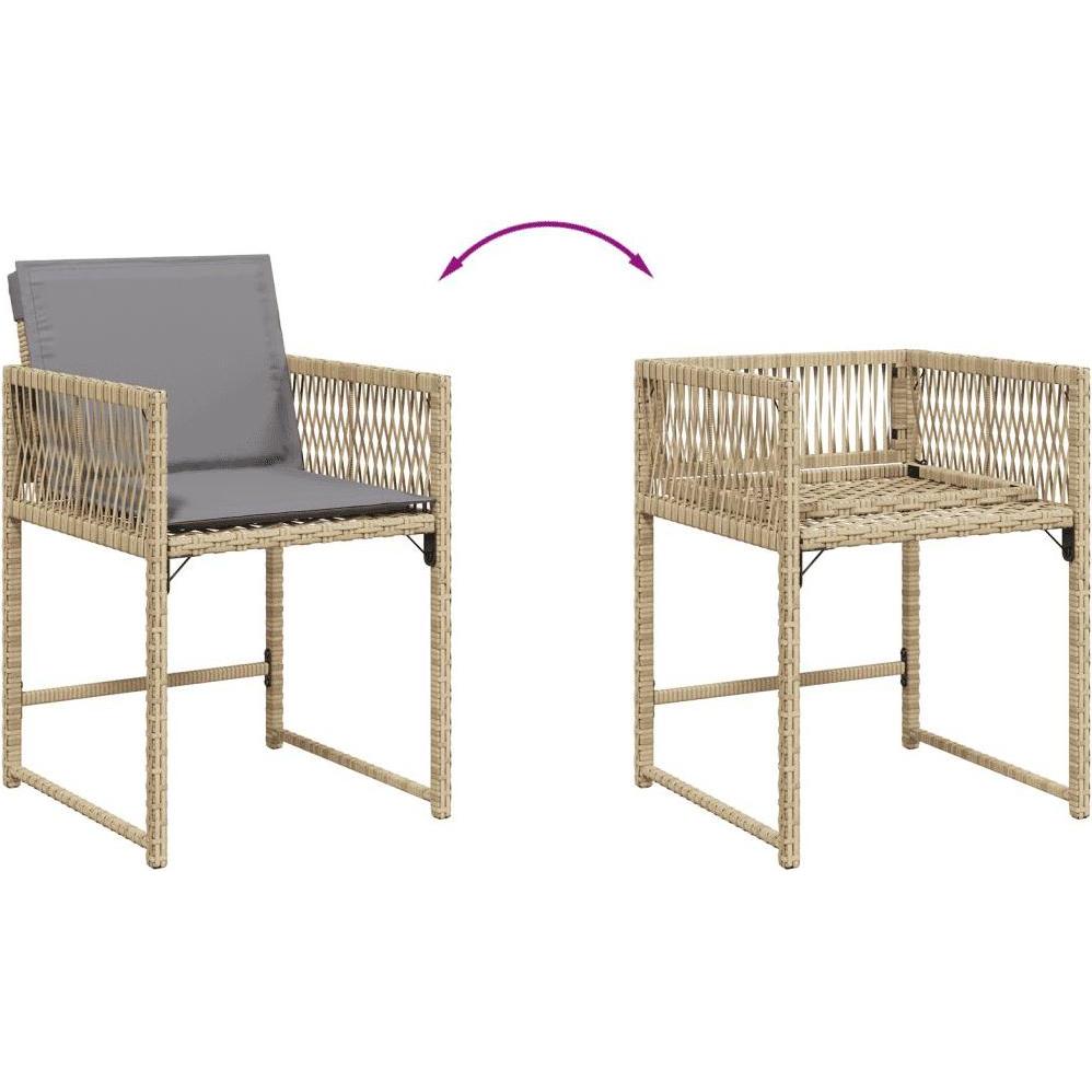 VidaXL, Gartentisch + Balkontisch, Gartenmöbel Essgruppe Gartengarnitur 9tlg. Beigemischung Poly Rattan (110 cm)