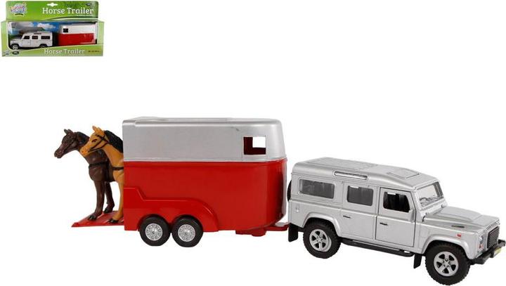 Produktbild Kids Globe Farming Land Rover aus Druckguss mit Pferdeanhänger 1:32