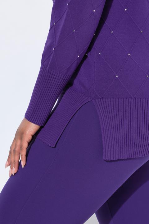 Immagine prodotto Ulla Popken Maglione lungo con rombi, applicazioni, colletto alto e maniche lunghe (54)