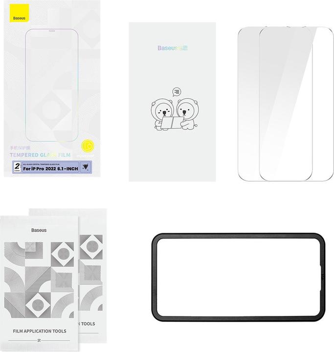 Immagine prodotto Baseus Pellicola EasyStick in vetro temperato Tuttovetro iP14 (Confezione da 2) (2 pz., Apple iPhone 14 Pro)
