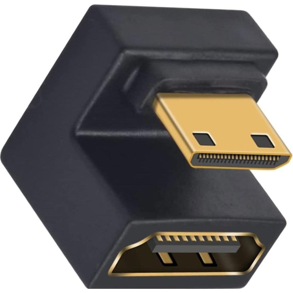 PowerGuard Mini HDMI auf HDMI 2.1 180-Grad Winkel U-Form Down Adapter (Mini HDMI), Data + Video Adapter, Grau