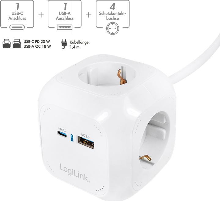 Image du produit LogiLink Power Cube (4x, CEE 7/3, 1.40 m)