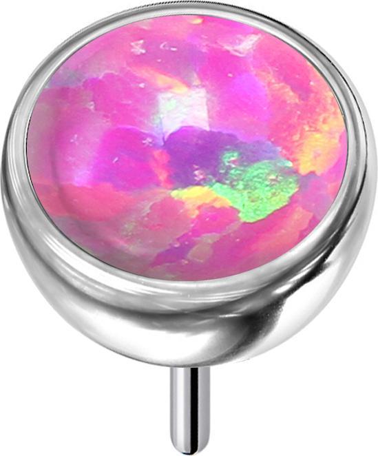 Produktbild Star Piercing Threadless Halbkugel silber mit Opal pink (ohne Messing, Titan G23)