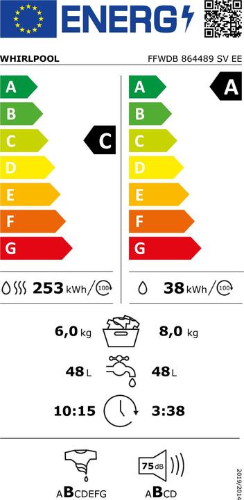 Energy Label Whirlpool FFWDB 864489 SV EE Washer Dryer