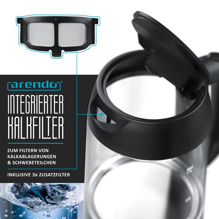 Actual product image Arendo Stainless steel glass kettle (1.70 l)