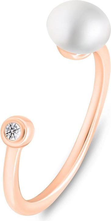 Brilio Zilver - Delicate bronzen ring met echte parel RI103R - Circuit: 55 mm (55, Zilver 925)