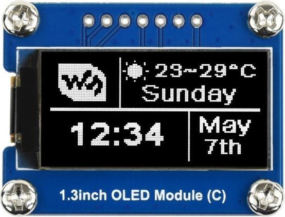 Actual product image WaveShare OLED Display 64x128 1.3inch white I2C SPI