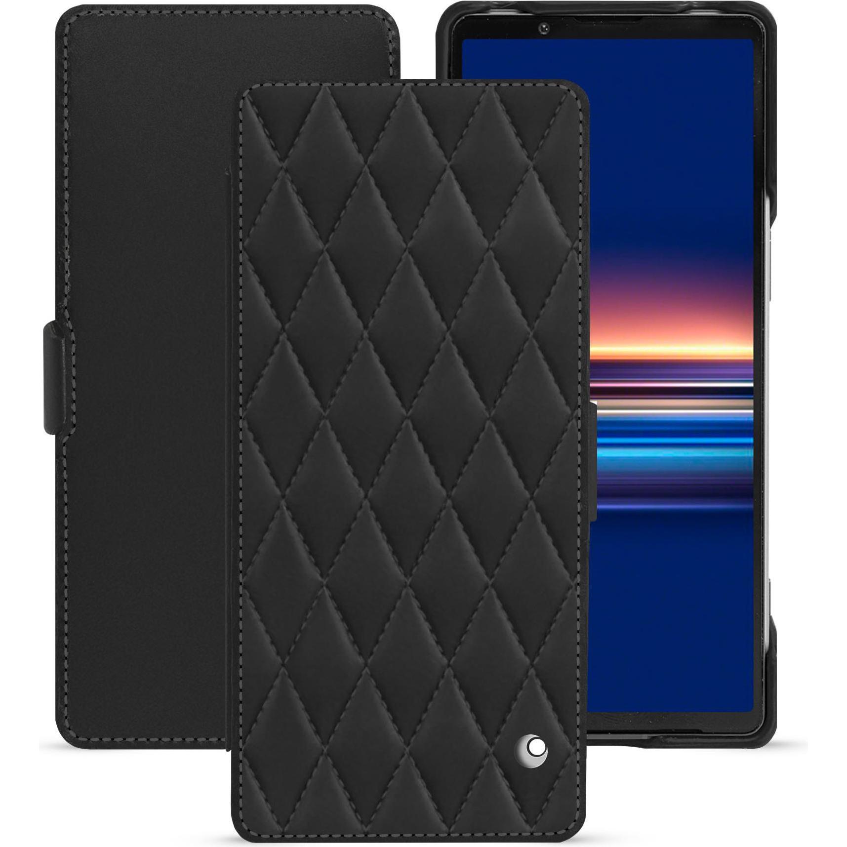 Noreve Lederschutzhülle horizontal (Sony Xperia 5 V), Smartphone Hülle, Schwarz