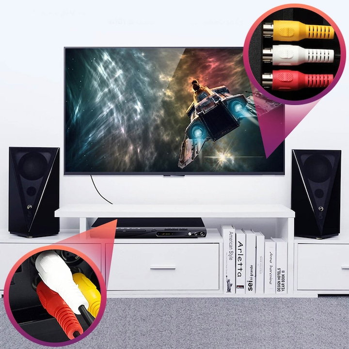 Immagine prodotto LinQ Cavo video da 3 spine RCA a 3 spine RCA, lunghezza 5m - Nero (5 m)