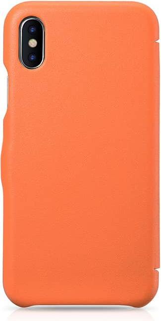 Image du produit iCarer iPhone X/XS - Luxury Series étui à rabat en cuir véritable RI802-IG, orange (Apple iPhone X, Apple iPhone XS)