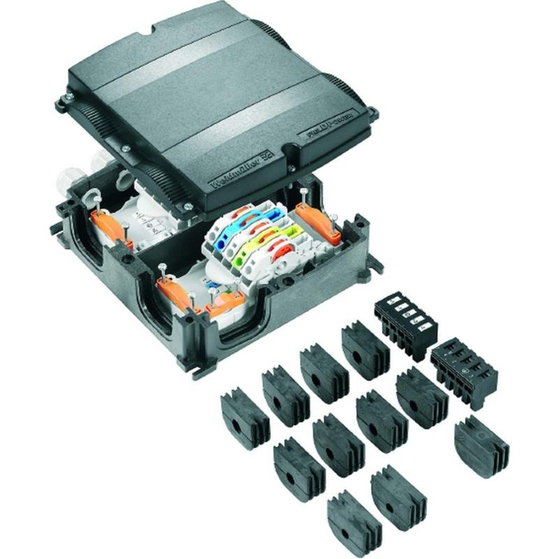 Weidmüller WEI FP Box 10P 4XVG Quadro di distribuzione di piccole dimensioni (Morsettiere), Accessori di elettronica + Alloggiamento, Nero