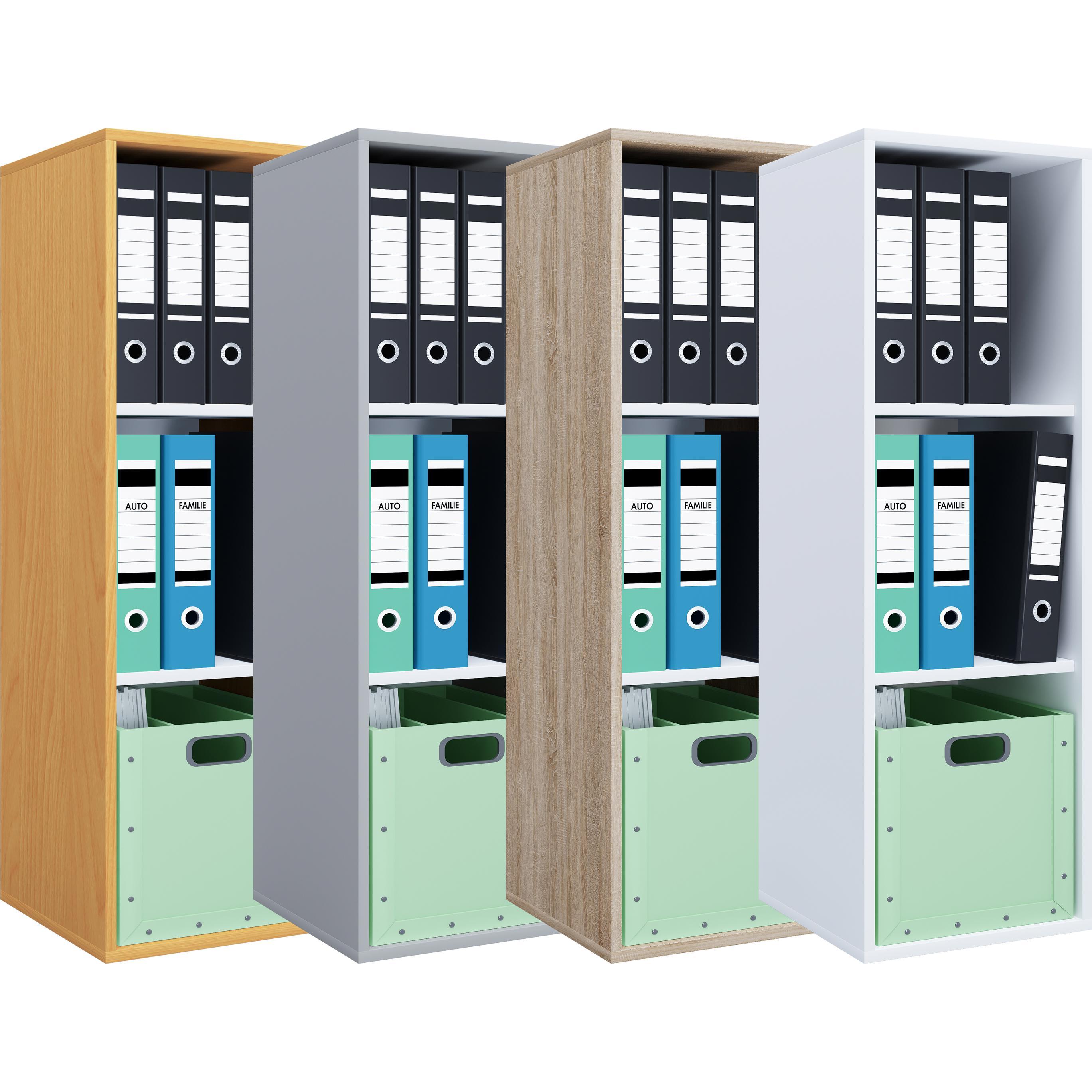 VCM, Aktenschrank, Holz Büroschrank Aktenregal Lona l 3 Fächer (35 x 37 x 110 cm)