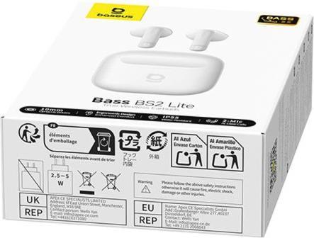 Actual product image Baseus Bass BS2 Lite TWS Moon White (7 h, Wireless)