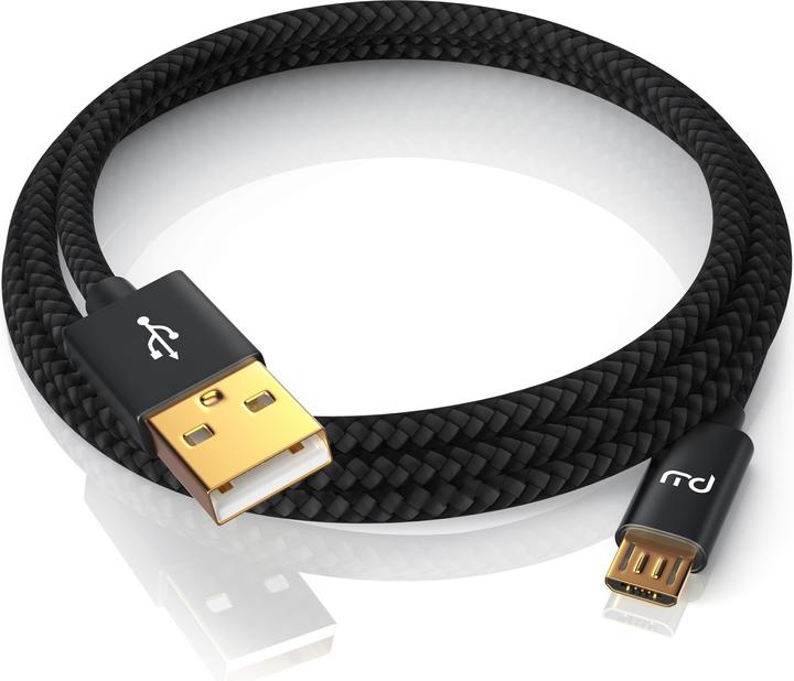 Actual product image Primewire Micro USB Cable - 2.4A MicroUSB Fast Charging Cable, Nylon, Metal Plug, Data Cable Charging Cable (3 m, USB 2.0)