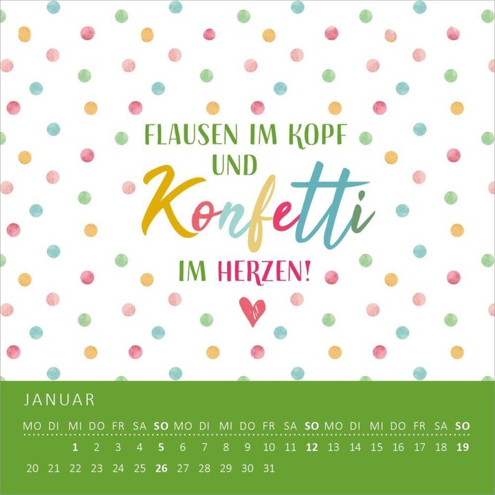 Actual product image Mini monthly calendar Glückssträhnchen st (11.5 x 11.5 cm, Hardcover, German)