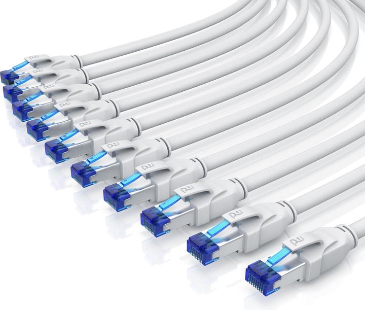 Primewire 10x CAT 8.1 Netzwerkkabel 40 Gbits, LAN Kabel Patchkabel, CAT 8 Gigabit Ethernet Cable, RJ45 Stecker (S/FTP, PiMF, CAT8.1, 1 m)