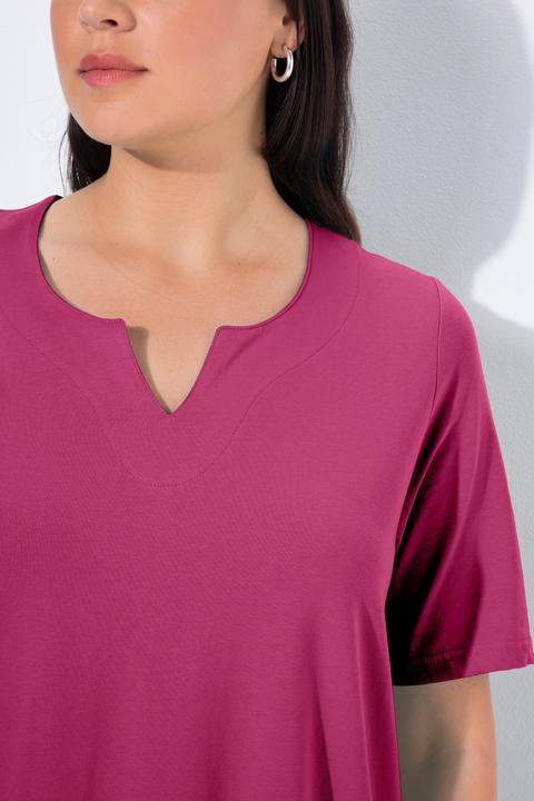 Actual product image Ulla Popken Essential Notch Neck Stretch Tee (60)