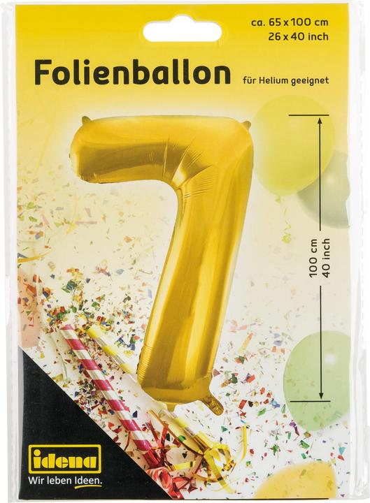 Actual product image Idena Foil Balloon Number 7 65x100cm gold (1 x)