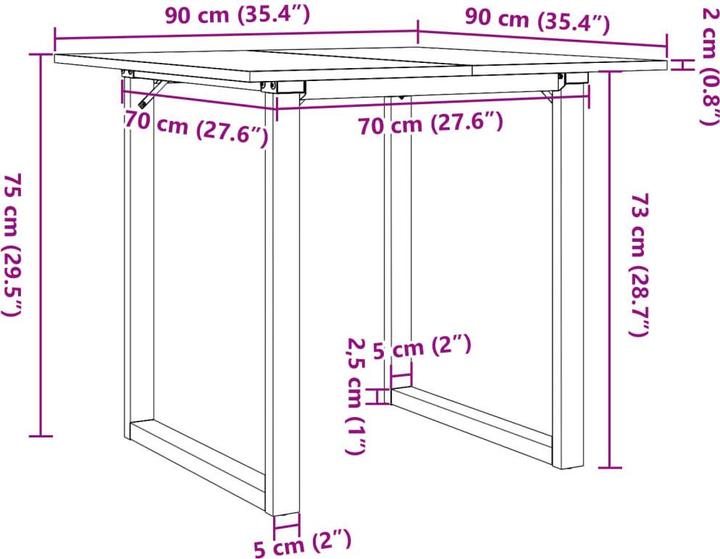 Produktbild vidaXL Esstisch O-Gestell 90 x 90 x 75cm und Gusseisen (90 x 90 x 75 cm)