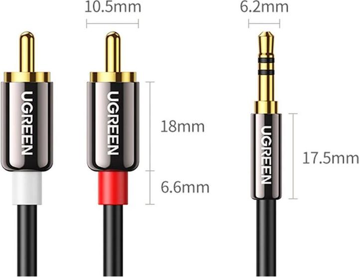 Produktbild Ugreen Jack to 2RCA Cable AV116 3,5mm (Cinch) 5m (black) (5 m)