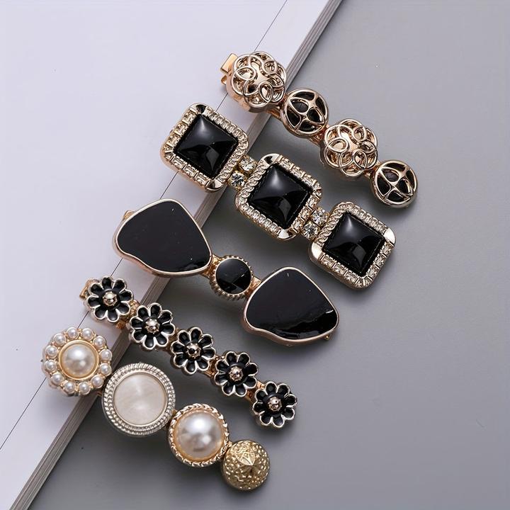 Actual product image Activity Board 5pcs Elegante Haar Seite Clips Faux Perle Dekorative Haar Pony Clips Strass Pony Clips Trendy (5 pcs.)