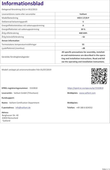 Produktbild Vaillant Elektro-Durchlauferhitzer