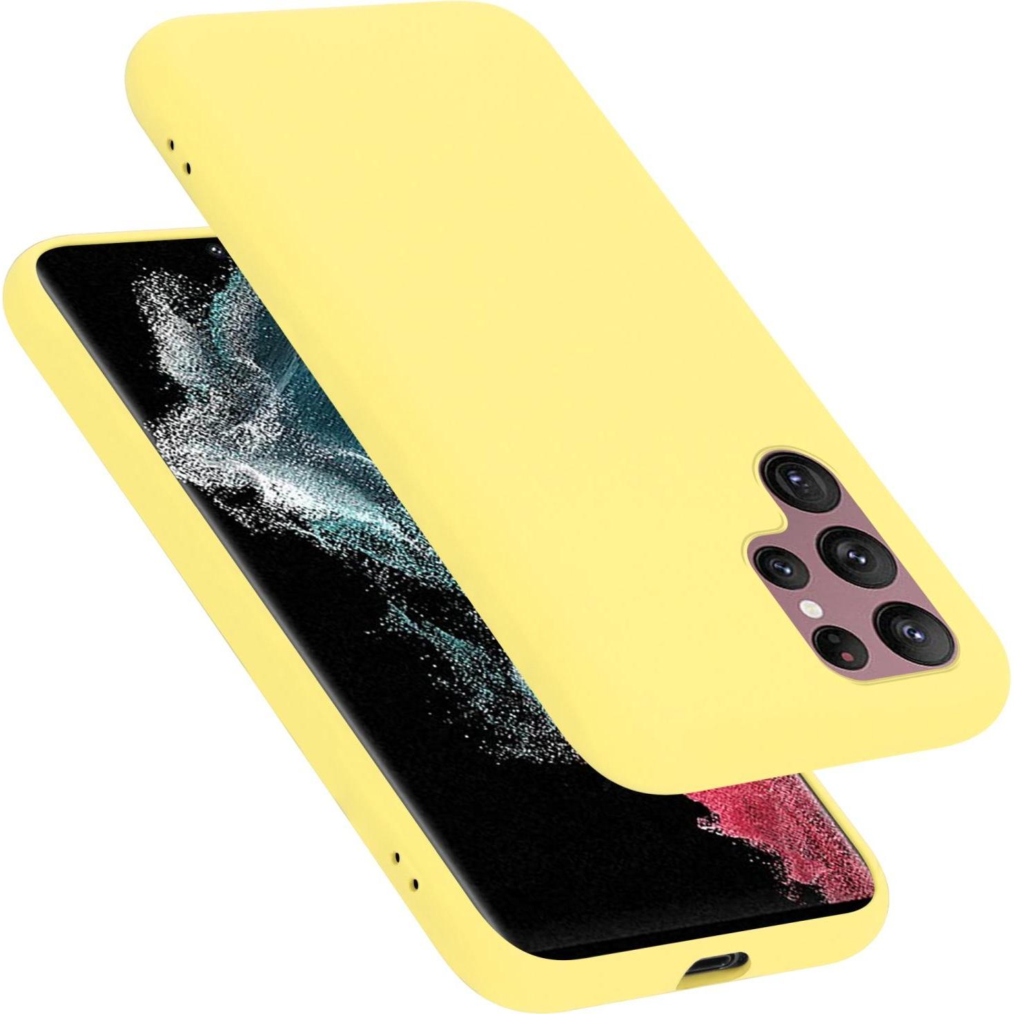Cadorabo TPU Liquid Silicone Case Hülle (Samsung Galaxy S22 Ultra), Smartphone Hülle, Gelb