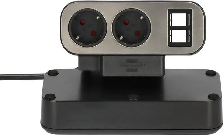 Actual product image Brennenstuhl estilo Duplex desktop socket strip with overvoltage protection, 2x Keystone modules, 9x Sch (9 x, 2 m)