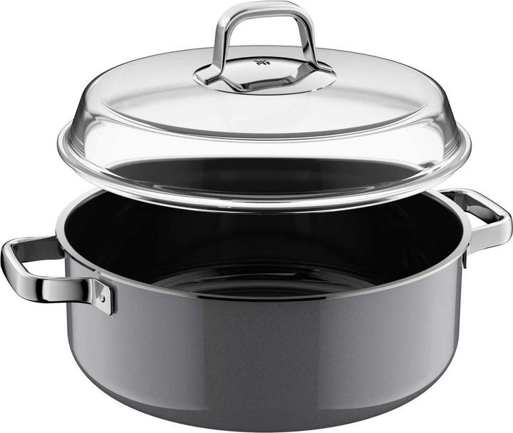 Produktbild WMF Fusiontec Mineral Pro, Schmortopf mit Deckel, 28 cm, Platinum (Bräter + Schmortopf, Edelstahl, 28 x 10.50 cm)