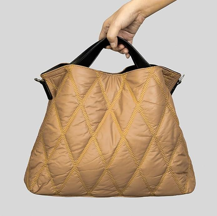Immagine prodotto Only-Bags.Store Tote bag trapuntata in puffer di tendenza, borsa a tracolla in nylon a rombi, borsa morbida e