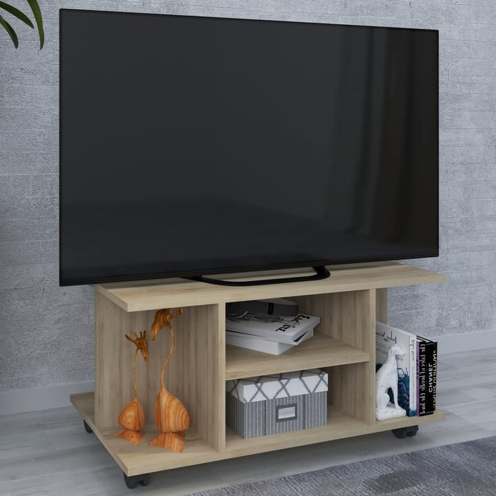 Produktbild VCM Holz TV Lowboard Rollen Fernsehschrank Tisch Konsole rollbar Möbel Fernsehtisch Findalo (80 x 40 x 40 cm)