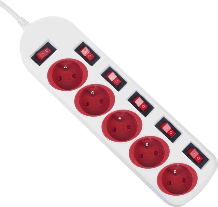 Immagine prodotto Maclean Ciabatta elettrica, prolunga con 5 prese, con interruttori, 250 VAC/10 A, 1,5 m, MCE204 R/ (5 x, CEE 7/3, 1.50 m)