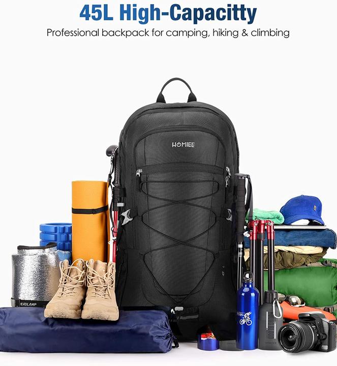 Actual product image Homiee Hiking Backpack (45L, Black) (45 l)