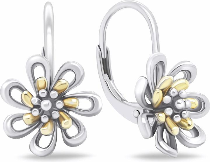 Image du produit Brilio Silver - Boucles d'oreilles en argent bicolore Flowers EA682WY