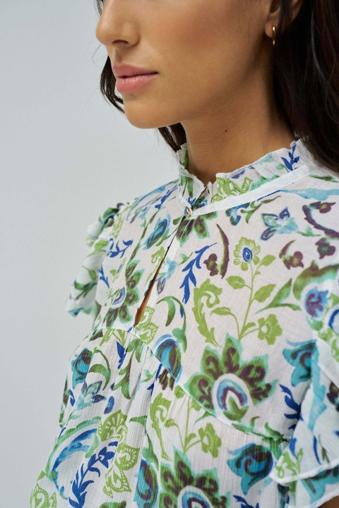Image du produit Salsa Jeans Kurzarmbluse Ruffled Detail Print Blouse (XS)
