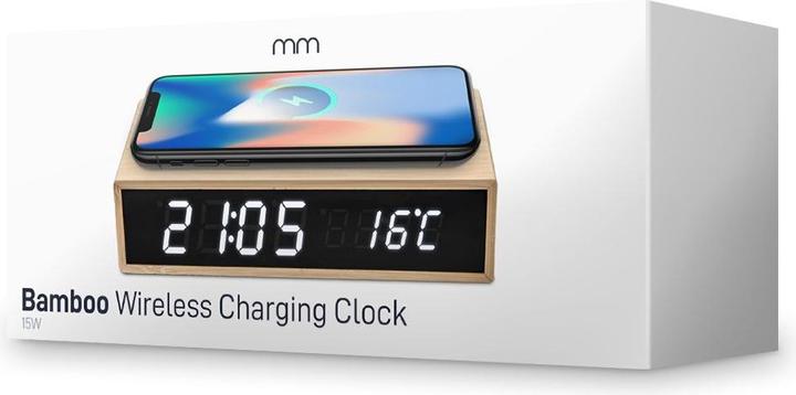Actual product image Mikamax Bamboo Wireless Charger Clock (15 W)