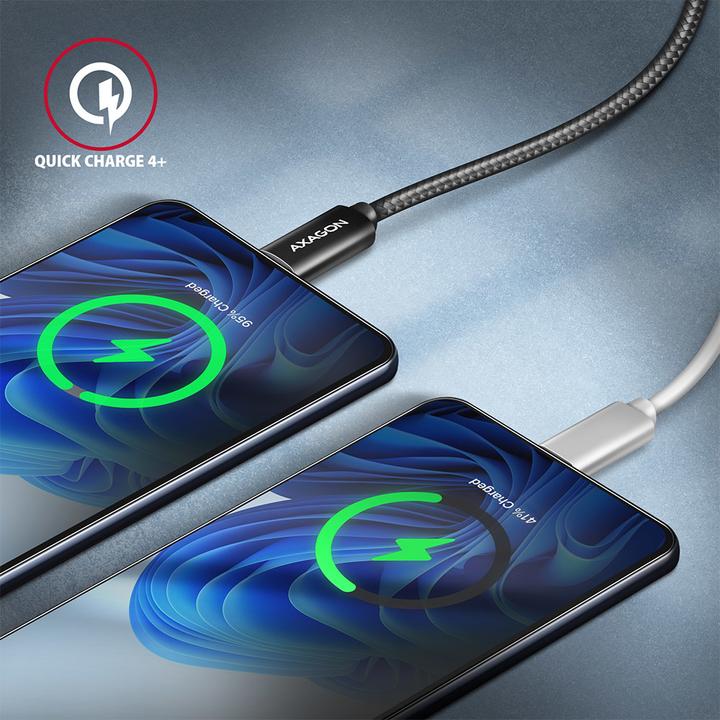 Actual product image Axagon BUCM432-CM10AB USB-C to USB-C cable, USB4 Gen 3×2, 1m, PD 100W, 8K HD, ALU, braided - black (1 m, USB 4.0, 100 W)