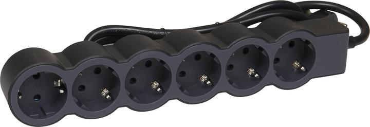Actual product image Legrand Flat socket strip 6x socket, 3 metre cable Black 694566 (6 x, CEE, CEE 7/3, 3 m)
