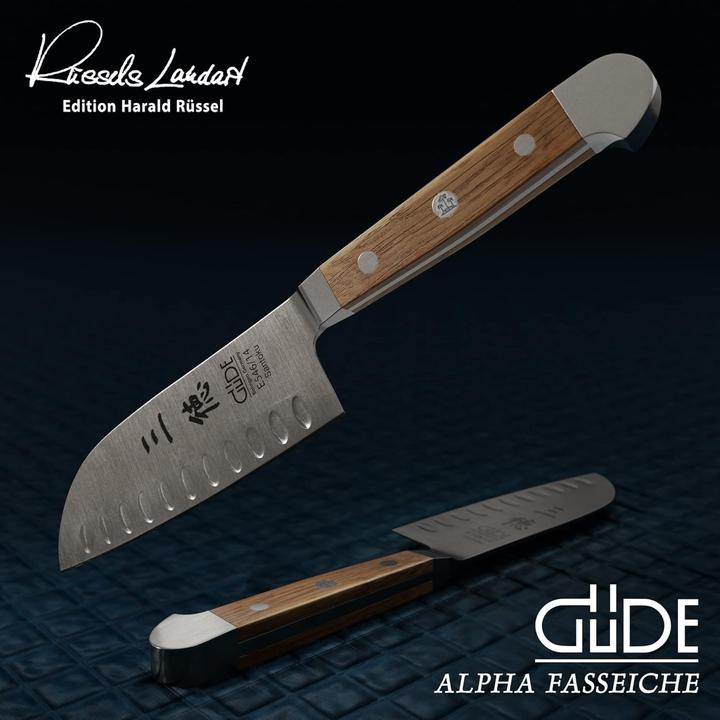 Produktbild Güde Santoku Messer, Kulle, Serie Alpha-Eiche, Doppelkropf, Griff Fasseiche (14 cm)