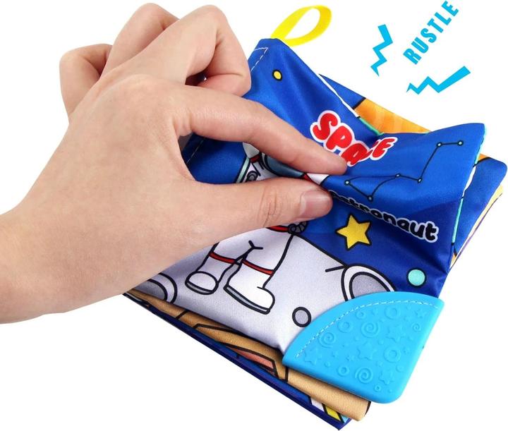 Actual product image Activity Board Baby Soft Cloth Books Baby Intelligence Development Learning Book with Teether Rustle Sound