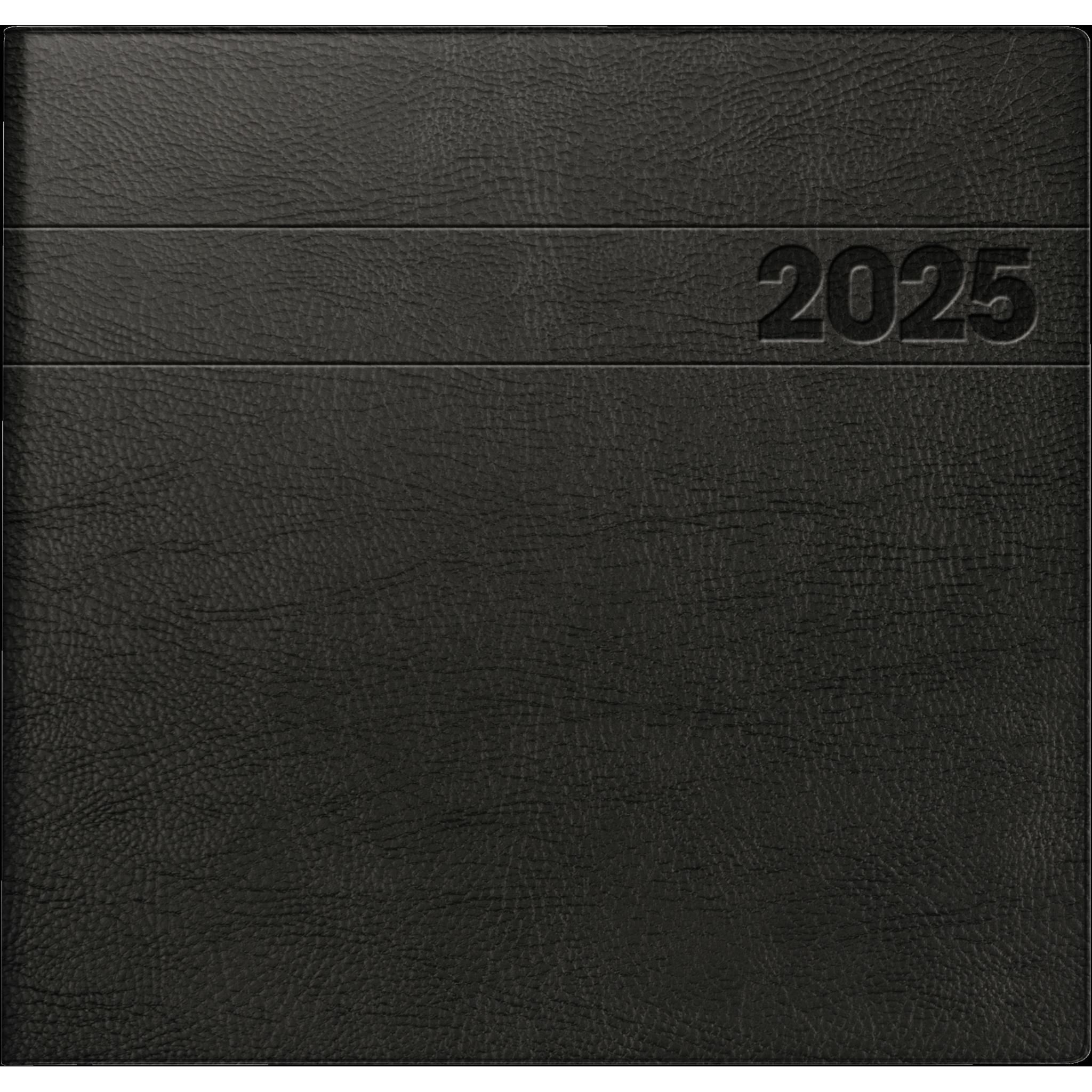 Brunnen, Agenda, Quadratkalender 766 21x20,5cm 1 Woche/2 Seiten Schaumfolien-Einband schwarz 2025