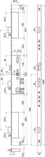 Actual product image MSL Multipoint lock base FlipLock 23421 Flat face plate