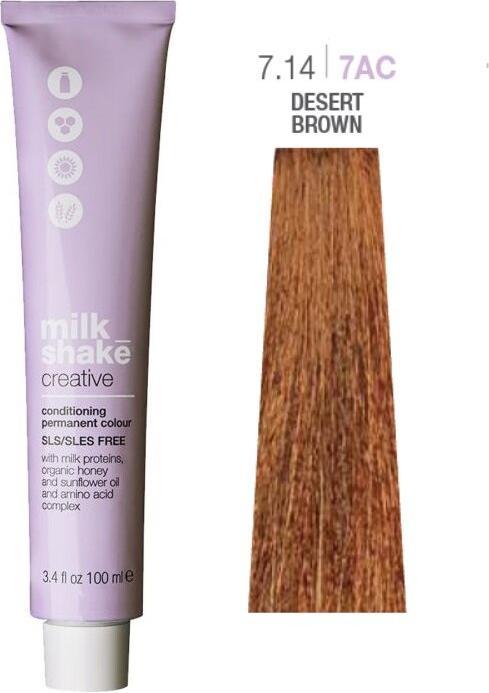 Produktbild Milk_Shake Creative - farba do włosów 100ml, pełna paleta kolorów - 7,14 | 7AC || Średni Miedziany Popielaty (7,14, 7AC, Średni Miedziany Popielaty)