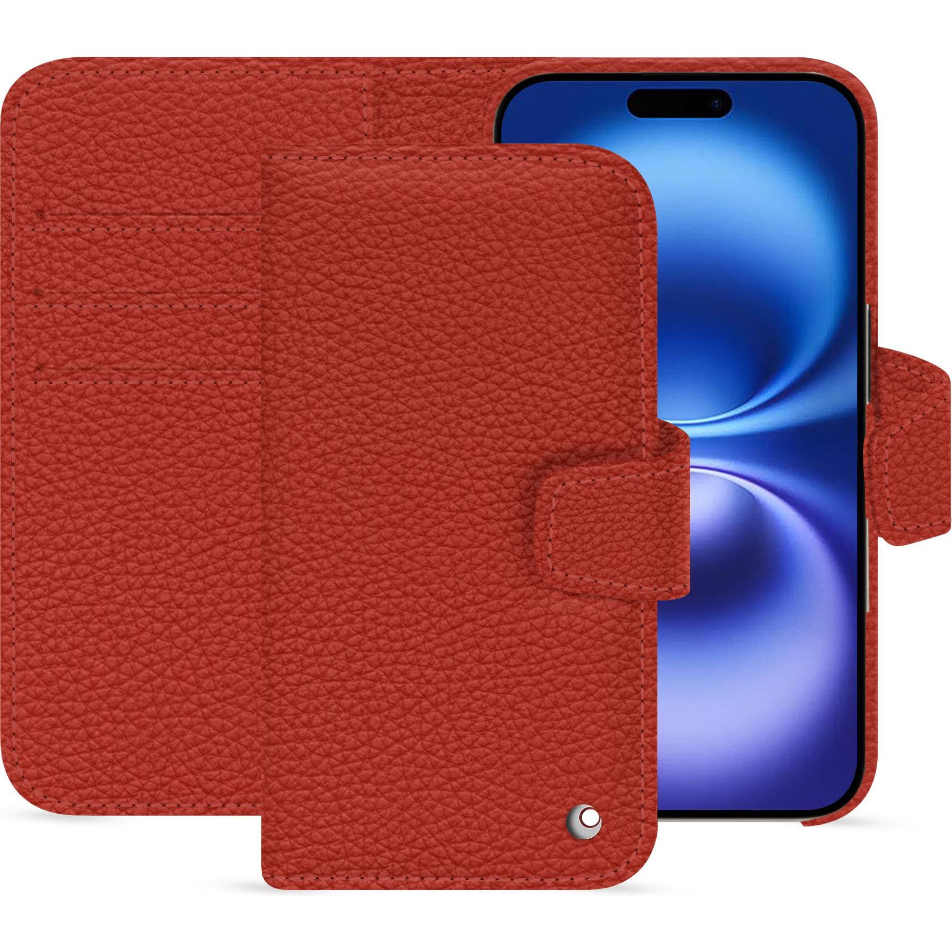 Noreve Lederschutzhülle Apple iPhone 16 (Apple iPhone 16), Smartphone Hülle, Orange