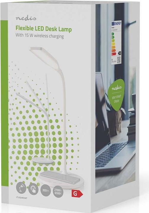 Actual product image Nedis LED lamp with wireless charger - dimmer switch - LED - 15 W - with dimmer - cold white/natural white (350 lm)