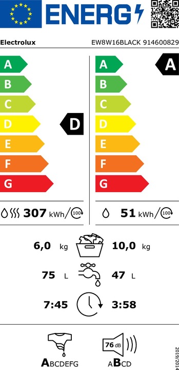 Energy Label Electrolux EW8W16 800 Series Ultracare