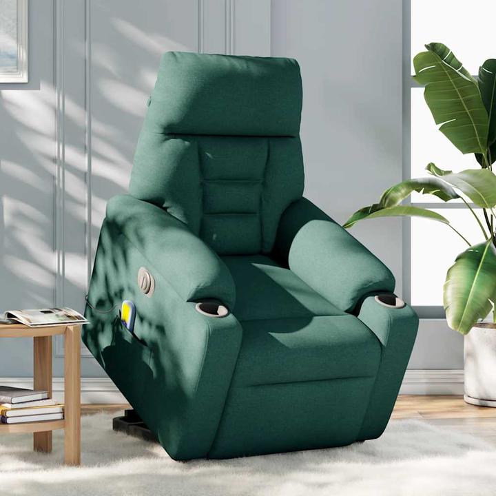 Image du produit vidaXL Fauteuil de massage électrique avec fonction releveur Vert foncé Tissu