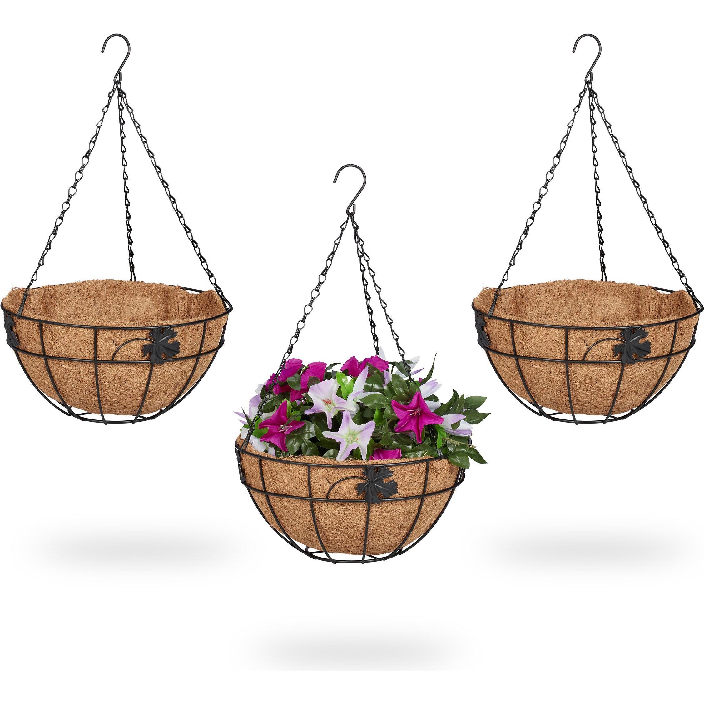 Relaxdays, Blumentopf, 3x Blumenampel (31 cm)