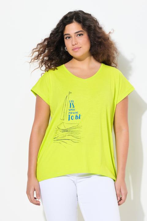 Produktbild Ulla Popken T-Shirt, Boot, A-Linie, V-Ausschnitt, Halbarm (58)